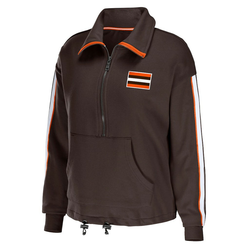 NFL Cleveland Browns WEAR by Erin Andrews Women's Logo Stripe Half-Zip Top