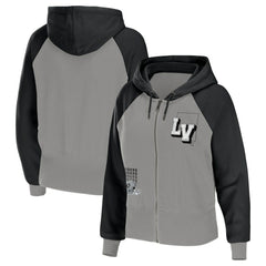 NFL Las Vegas Raiders WEAR by Erin Andrews Women's Colorblock Lightweight Full-Zip Hoodie