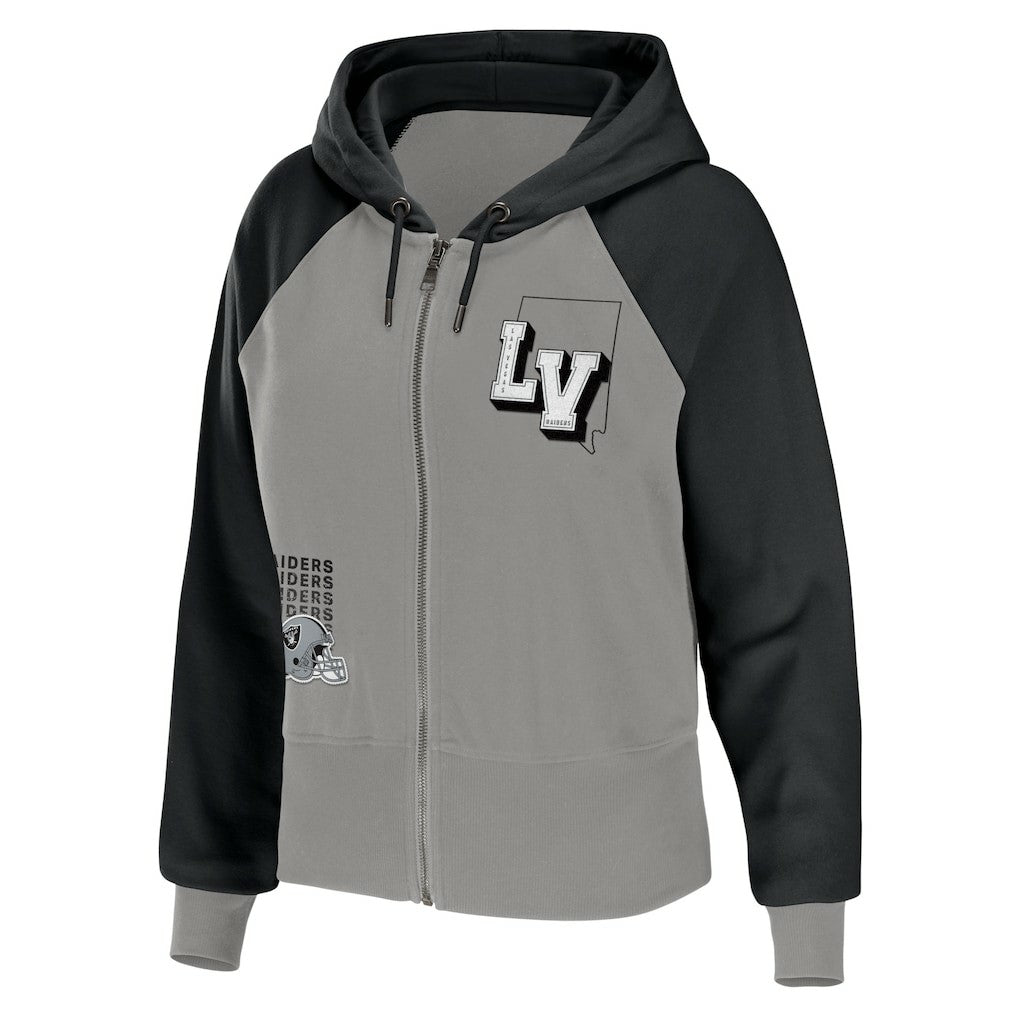 NFL Las Vegas Raiders WEAR by Erin Andrews Women's Colorblock Lightweight Full-Zip Hoodie