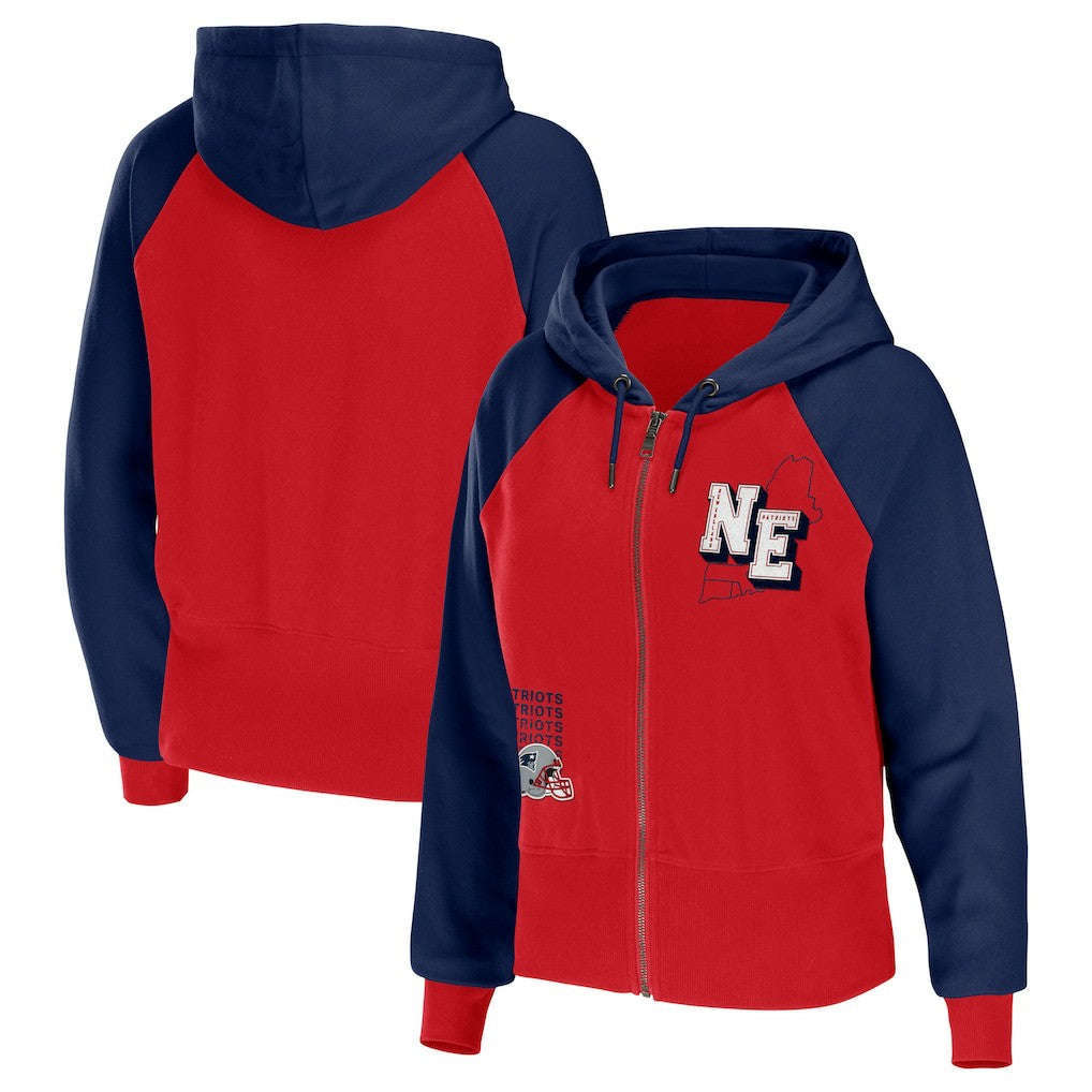 NFL New England Patriots WEAR by Erin Andrews Women's Colorblock Lightweight Full-Zip Hoodie