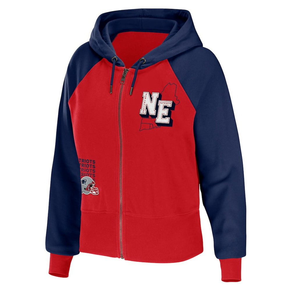 NFL New England Patriots WEAR by Erin Andrews Women's Colorblock Lightweight Full-Zip Hoodie