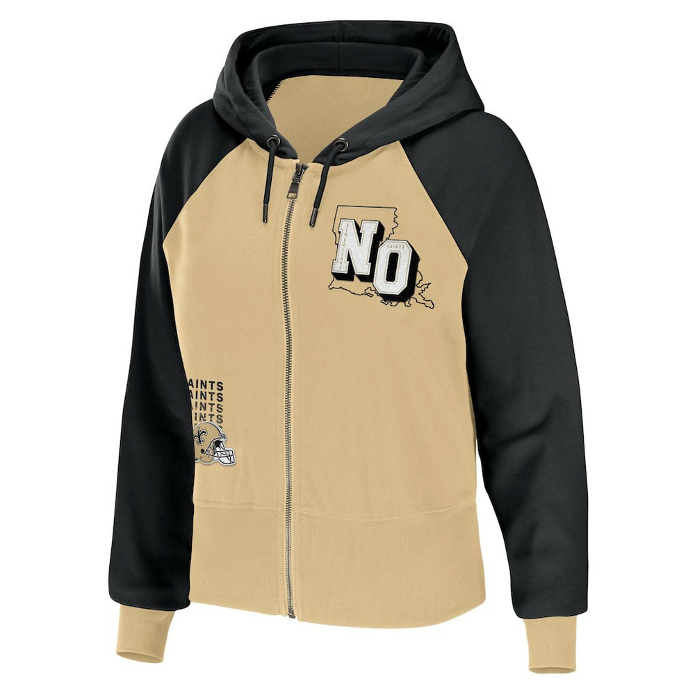 NFL New Orleans Saints WEAR by Erin Andrews Women's Colorblock Lightweight Full-Zip Hoodie