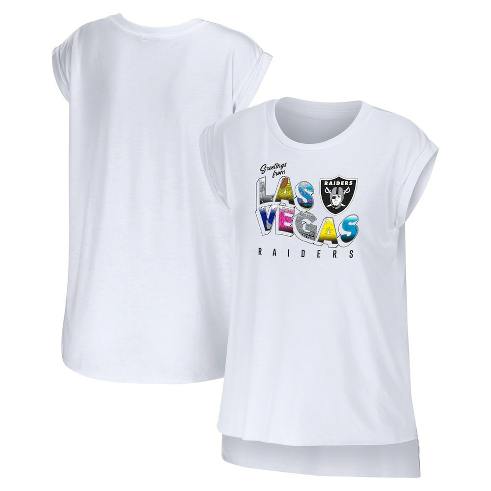 NFL Las Vegas Raiders WEAR by Erin Andrews Women's Greetings From Muscle T-Shirt