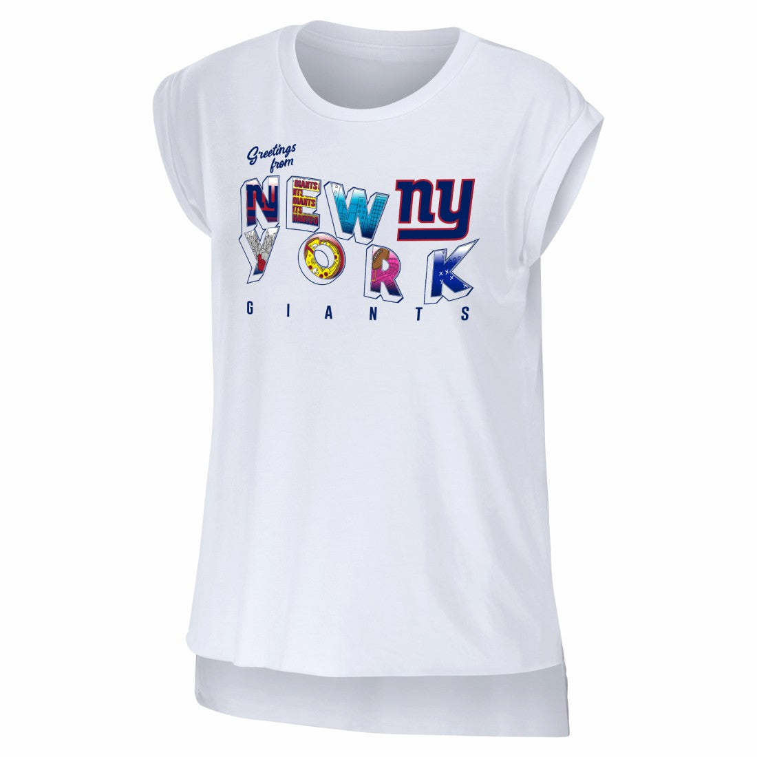 NFL New York Giants WEAR by Erin Andrews Women's Greetings From Muscle T-Shirt