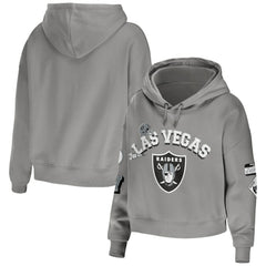 NFL Las Vegas Raiders WEAR by Erin Andrews Women's Modest Cropped Pullover Hoodie