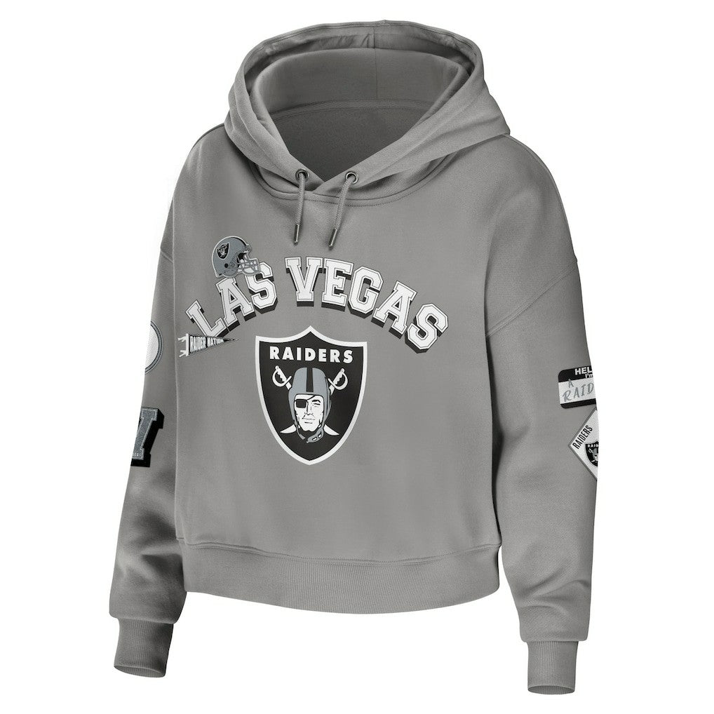 NFL Las Vegas Raiders WEAR by Erin Andrews Women's Modest Cropped Pullover Hoodie