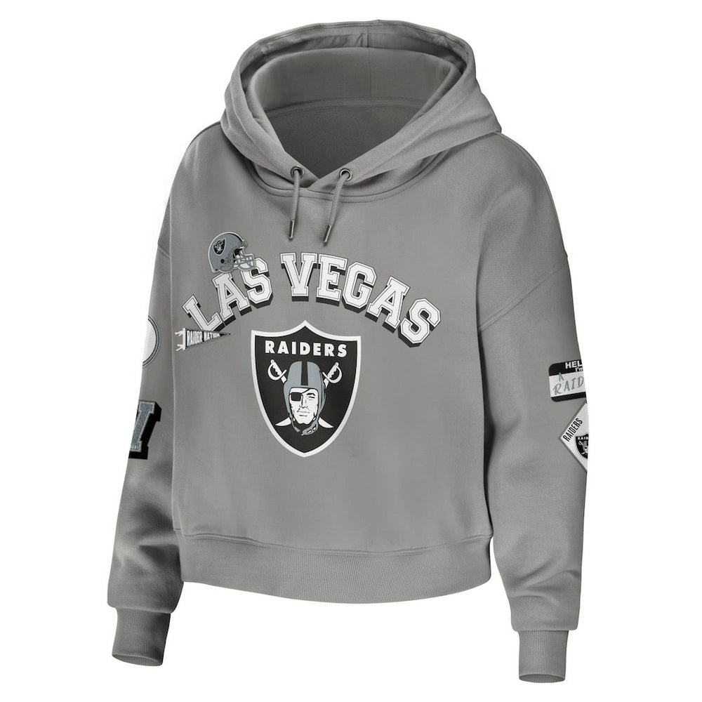 NFL Las Vegas Raiders WEAR by Erin Andrews Women's Modest Cropped Pullover Hoodie