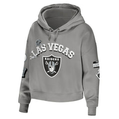 NFL Las Vegas Raiders WEAR by Erin Andrews Women's Modest Cropped Pullover Hoodie