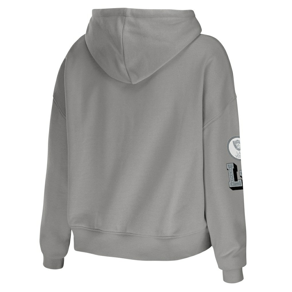 NFL Las Vegas Raiders WEAR by Erin Andrews Women's Modest Cropped Pullover Hoodie