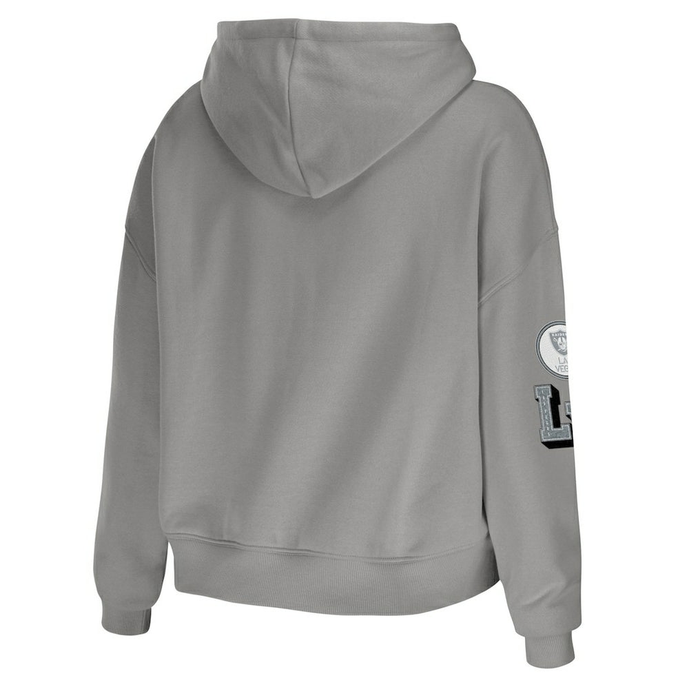 NFL Las Vegas Raiders WEAR by Erin Andrews Women's Modest Cropped Pullover Hoodie