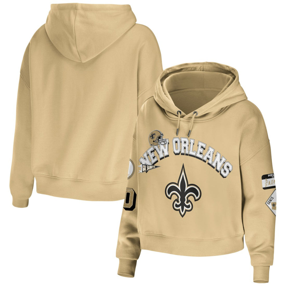 NFL New Orleans Saints WEAR by Erin Andrews Women's Plus Size Modest Cropped Pullover Hoodie