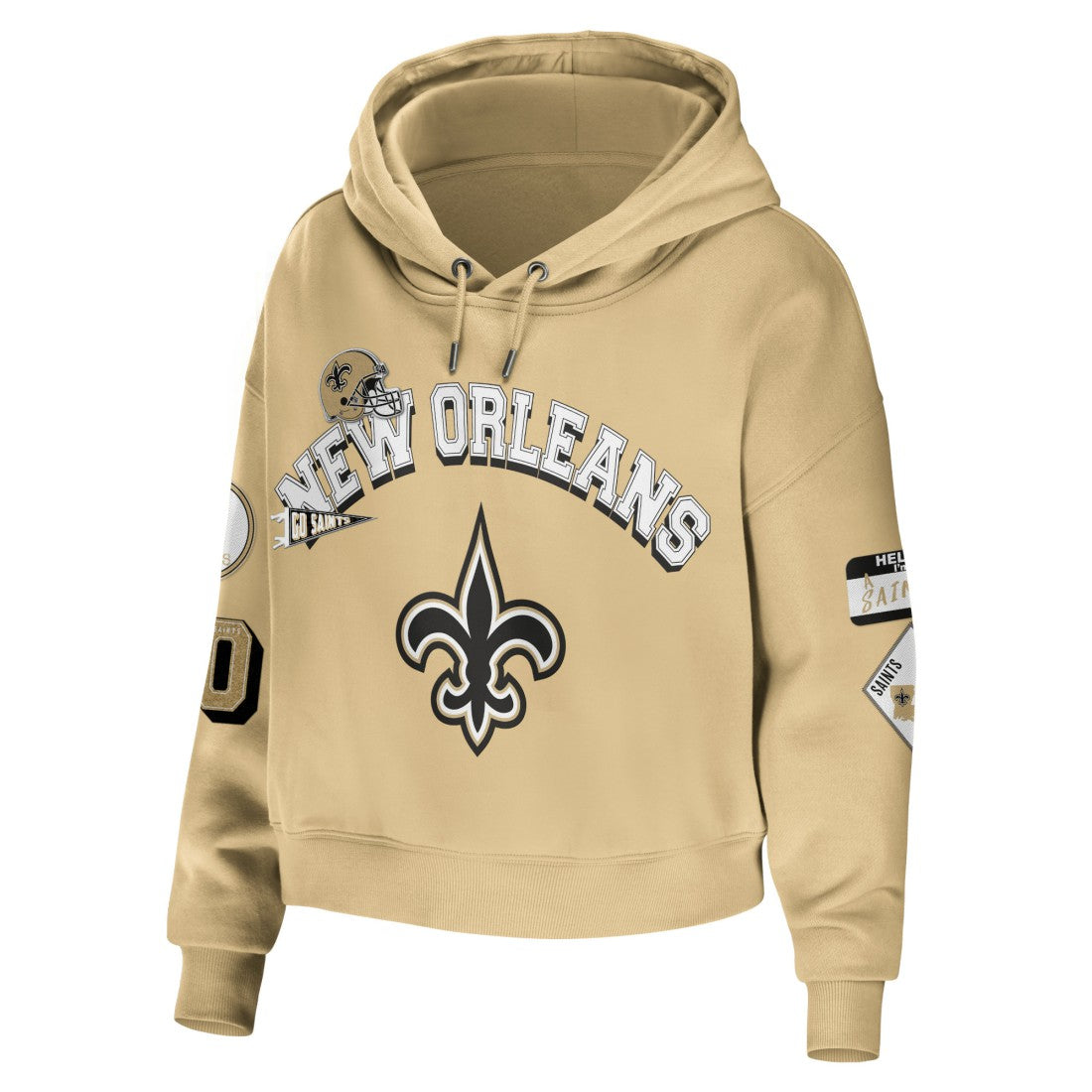 NFL New Orleans Saints WEAR by Erin Andrews Women's Plus Size Modest Cropped Pullover Hoodie