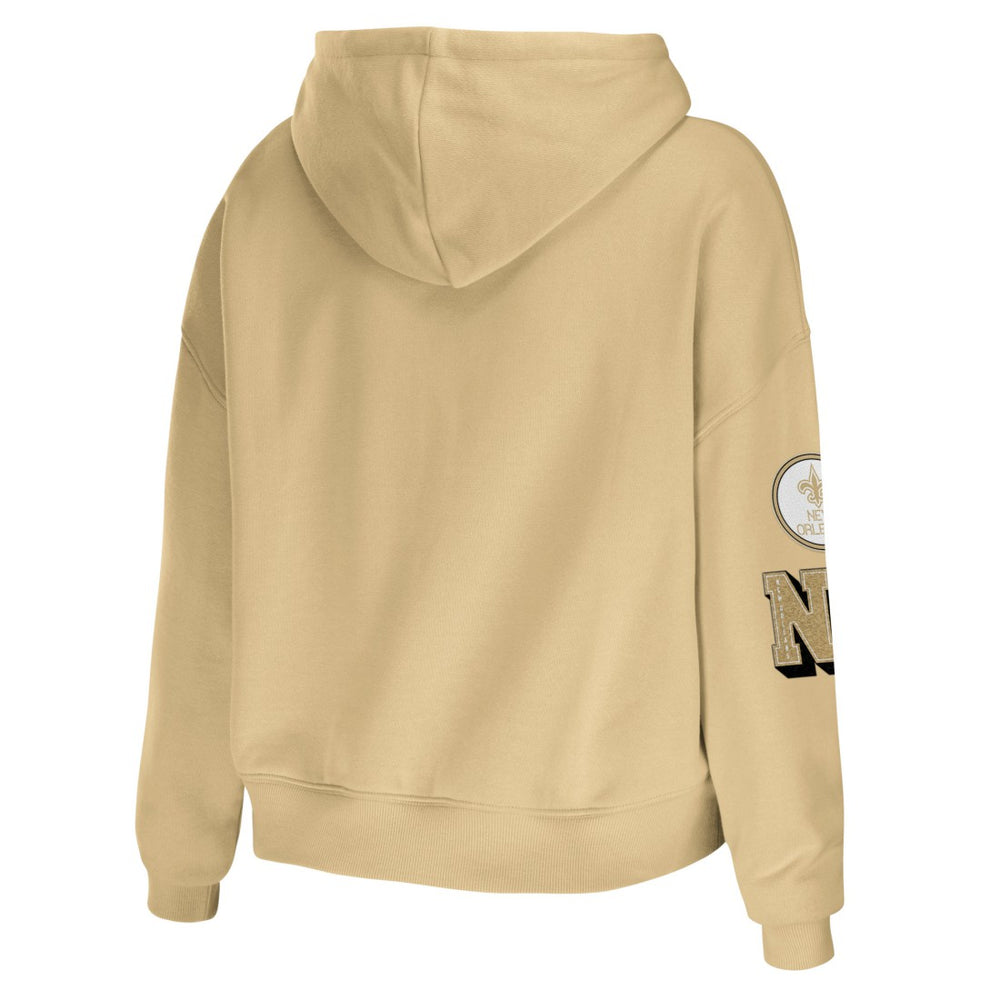 NFL New Orleans Saints WEAR by Erin Andrews Women's Plus Size Modest Cropped Pullover Hoodie