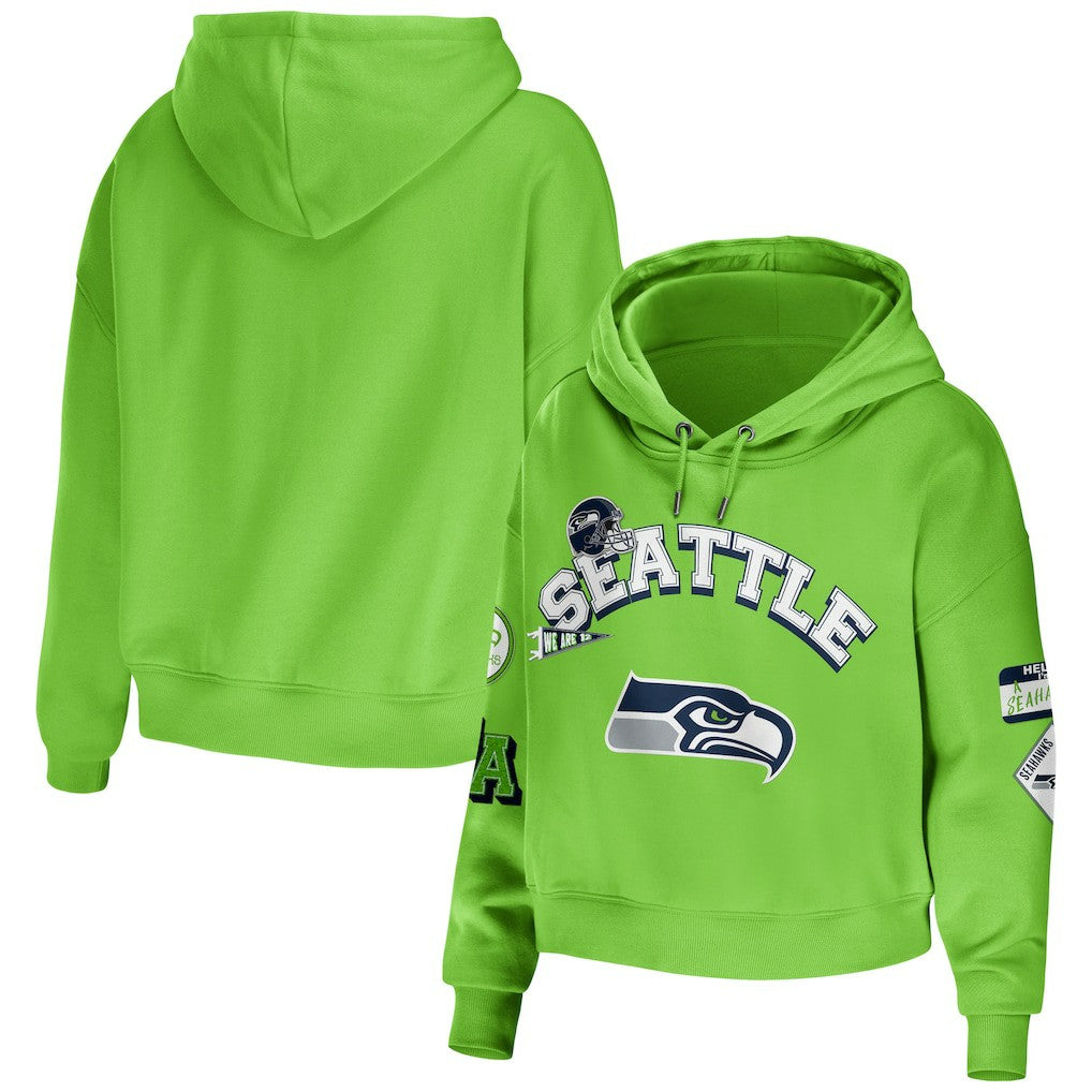 NFL Seattle Seahawks WEAR by Erin Andrews Women's Plus Size Modest Cropped Pullover Hoodie