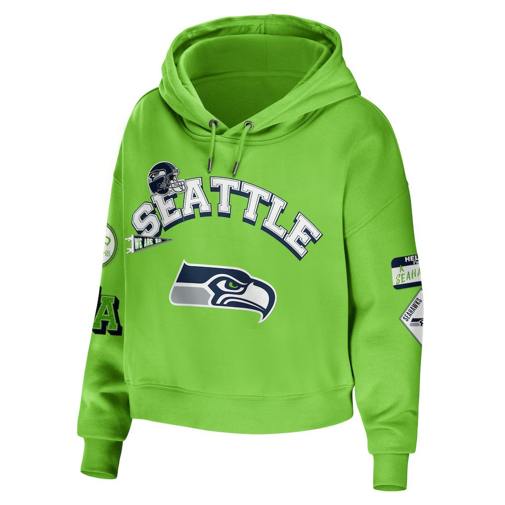 NFL Seattle Seahawks WEAR by Erin Andrews Women's Plus Size Modest Cropped Pullover Hoodie
