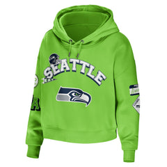 NFL Seattle Seahawks WEAR by Erin Andrews Women's Plus Size Modest Cropped Pullover Hoodie