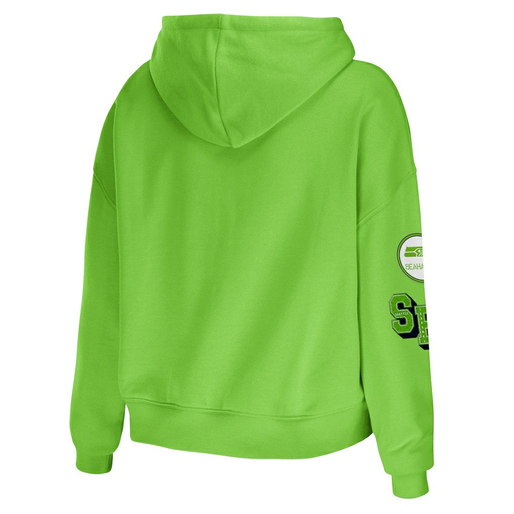 NFL Seattle Seahawks WEAR by Erin Andrews Women's Plus Size Modest Cropped Pullover Hoodie