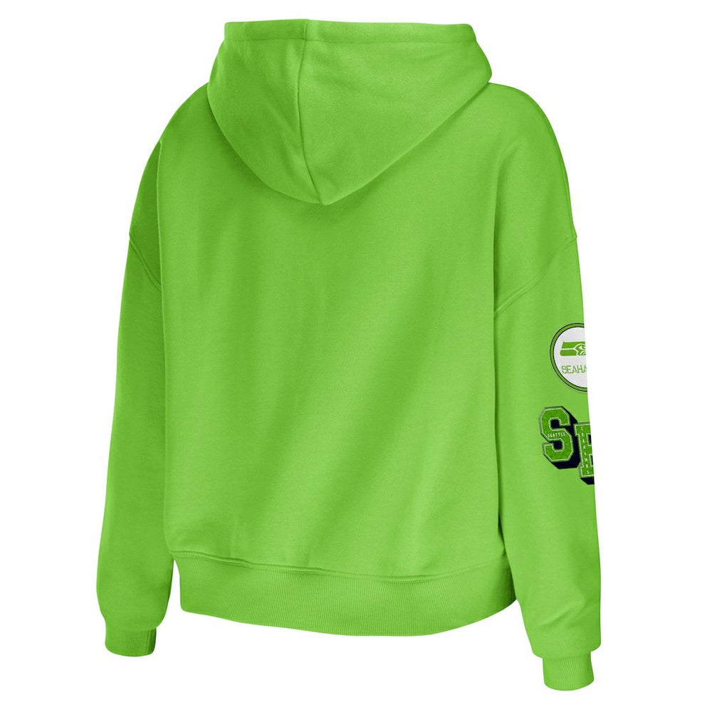 NFL Seattle Seahawks WEAR by Erin Andrews Women's Plus Size Modest Cropped Pullover Hoodie
