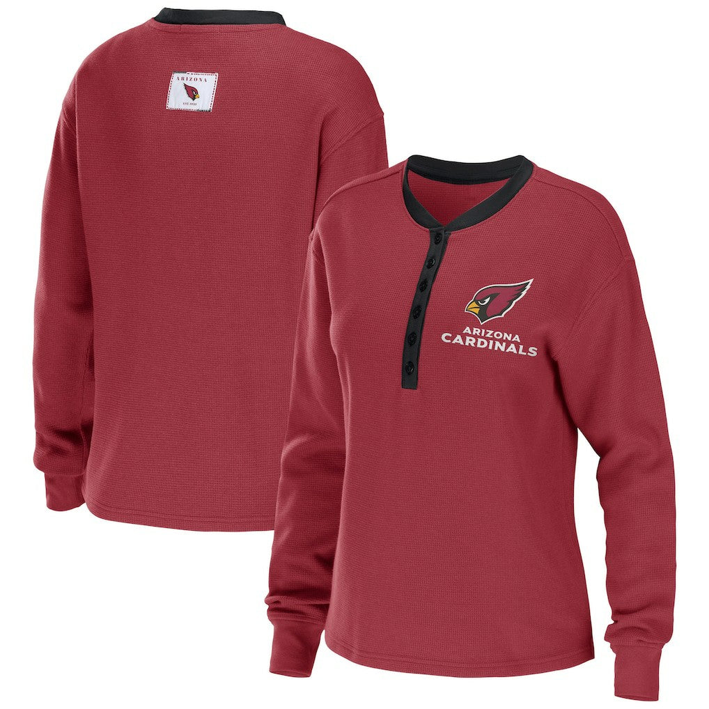 NFL Arizona Cardinals WEAR by Erin Andrews Women's Waffle Henley Long Sleeve T-Shirt