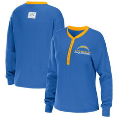 NFL Los Angeles Chargers WEAR by Erin Andrews Women's Waffle Henley Long Sleeve T-Shirt