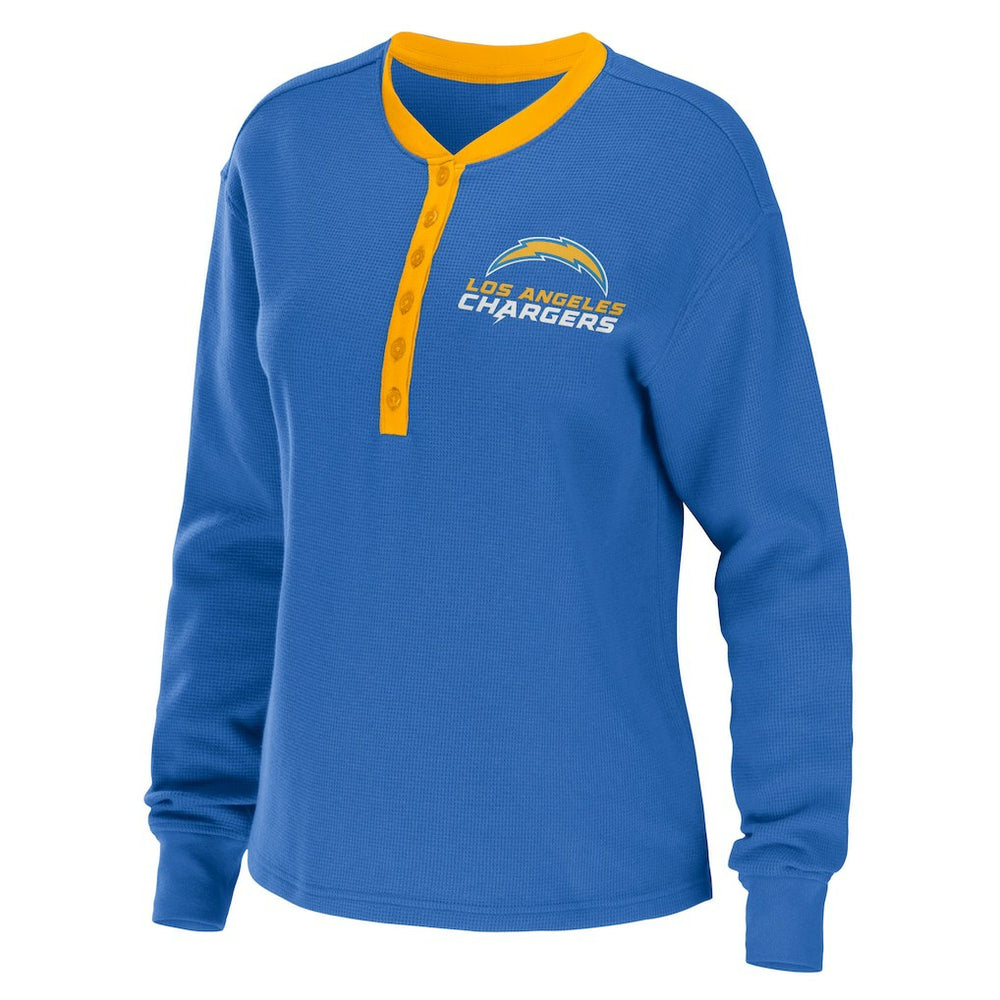 NFL Los Angeles Chargers WEAR by Erin Andrews Women's Waffle Henley Long Sleeve T-Shirt