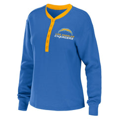 NFL Los Angeles Chargers WEAR by Erin Andrews Women's Waffle Henley Long Sleeve T-Shirt