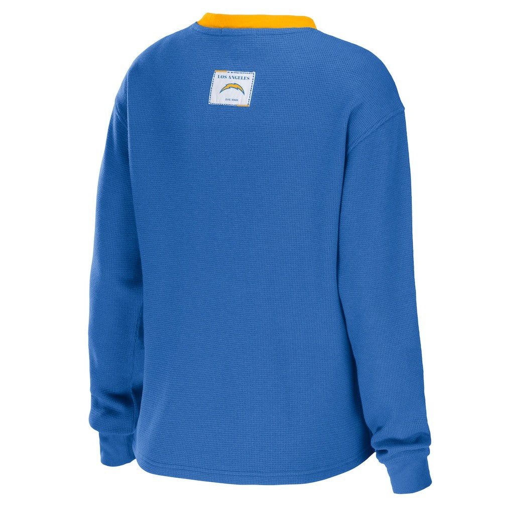 NFL Los Angeles Chargers WEAR by Erin Andrews Women's Waffle Henley Long Sleeve T-Shirt