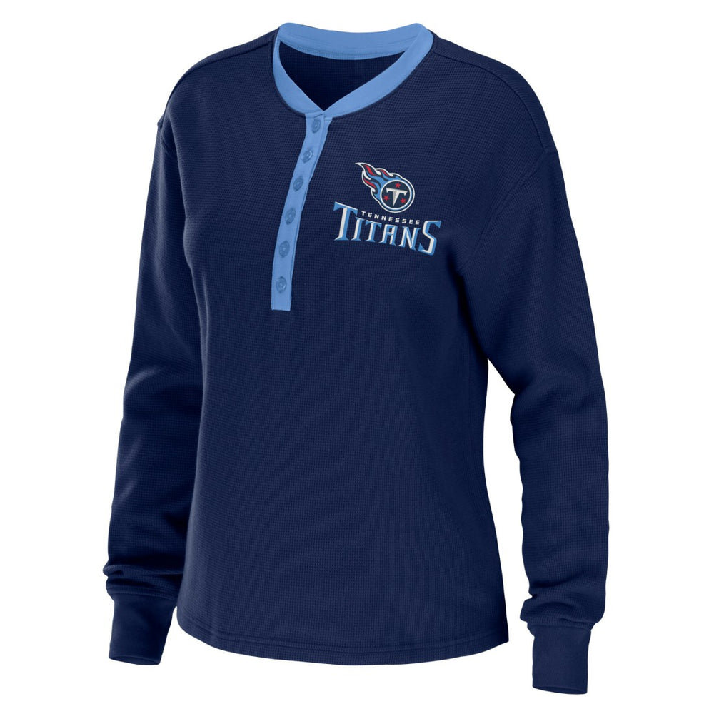 NFL Tennessee Titans WEAR by Erin Andrews Women's Waffle Henley Long Sleeve T-Shirt