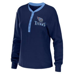 NFL Tennessee Titans WEAR by Erin Andrews Women's Waffle Henley Long Sleeve T-Shirt