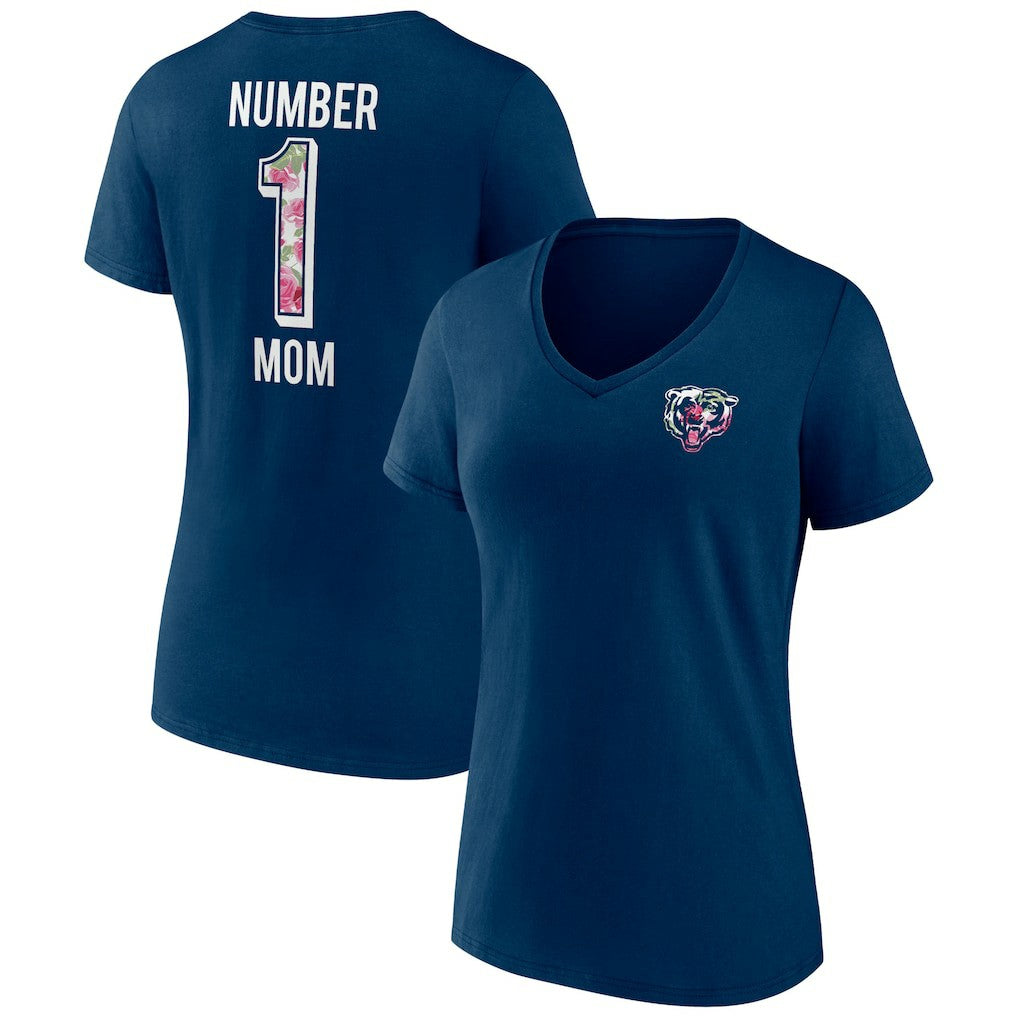 NFL Chicago Bears Women's Plus Size Mother's Day #1 Mom V-Neck T-Shirt
