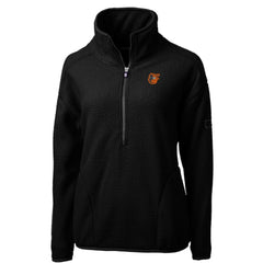 Baltimore Orioles Cutter & Buck Women's Cascade Eco Sherpa Fleece Quarter-Zip Pullover Jacket - Black