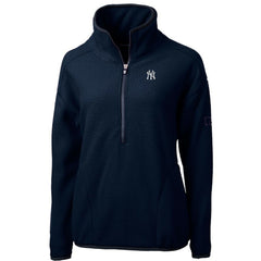 New York Yankees Cutter & Buck Women's Cascade Eco Sherpa Fleece Quarter-Zip Pullover Jacket - Navy