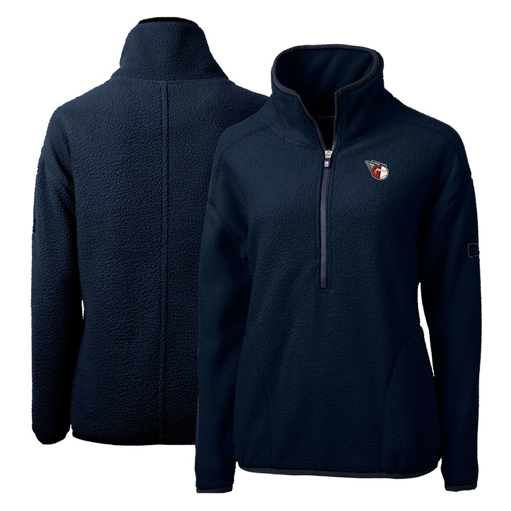 Cleveland Guardians Cutter & Buck Women's Cascade Eco Sherpa Fleece Quarter-Zip Pullover Jacket - Navy