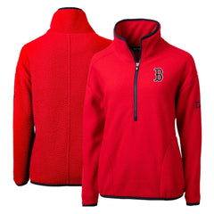 Boston Red Sox Cutter & Buck Women's Cascade Eco Sherpa Fleece Quarter-Zip Pullover Jacket - Red