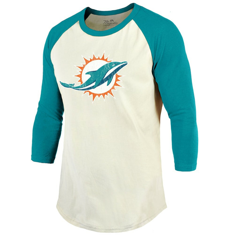 NFL Miami Dolphins Tyreek Hill  Majestic Threads Vintage Player Name & Number Raglan 3/4-Sleeve T-Shirt
