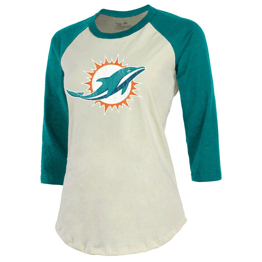 NFL Miami Dolphins Tyreek Hill  Majestic Threads Vintage Player Name & Number Raglan 3/4-Sleeve T-Shirt