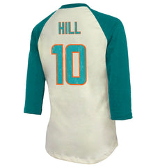 NFL Miami Dolphins Tyreek Hill  Majestic Threads Vintage Player Name & Number Raglan 3/4-Sleeve T-Shirt