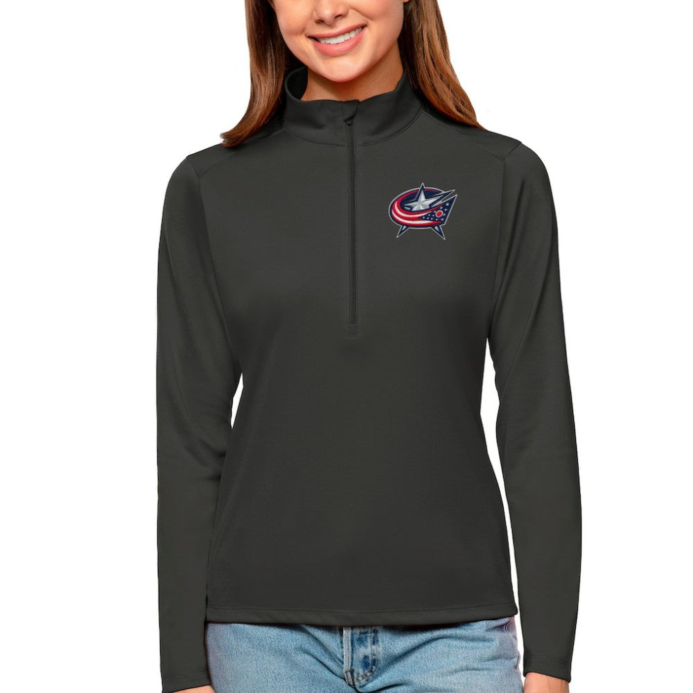 Columbus Blue Jackets Antigua Women's Tribute Quarter-Zip Pullover Top