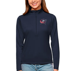 Columbus Blue Jackets Antigua Women's Tribute Quarter-Zip Pullover Top
