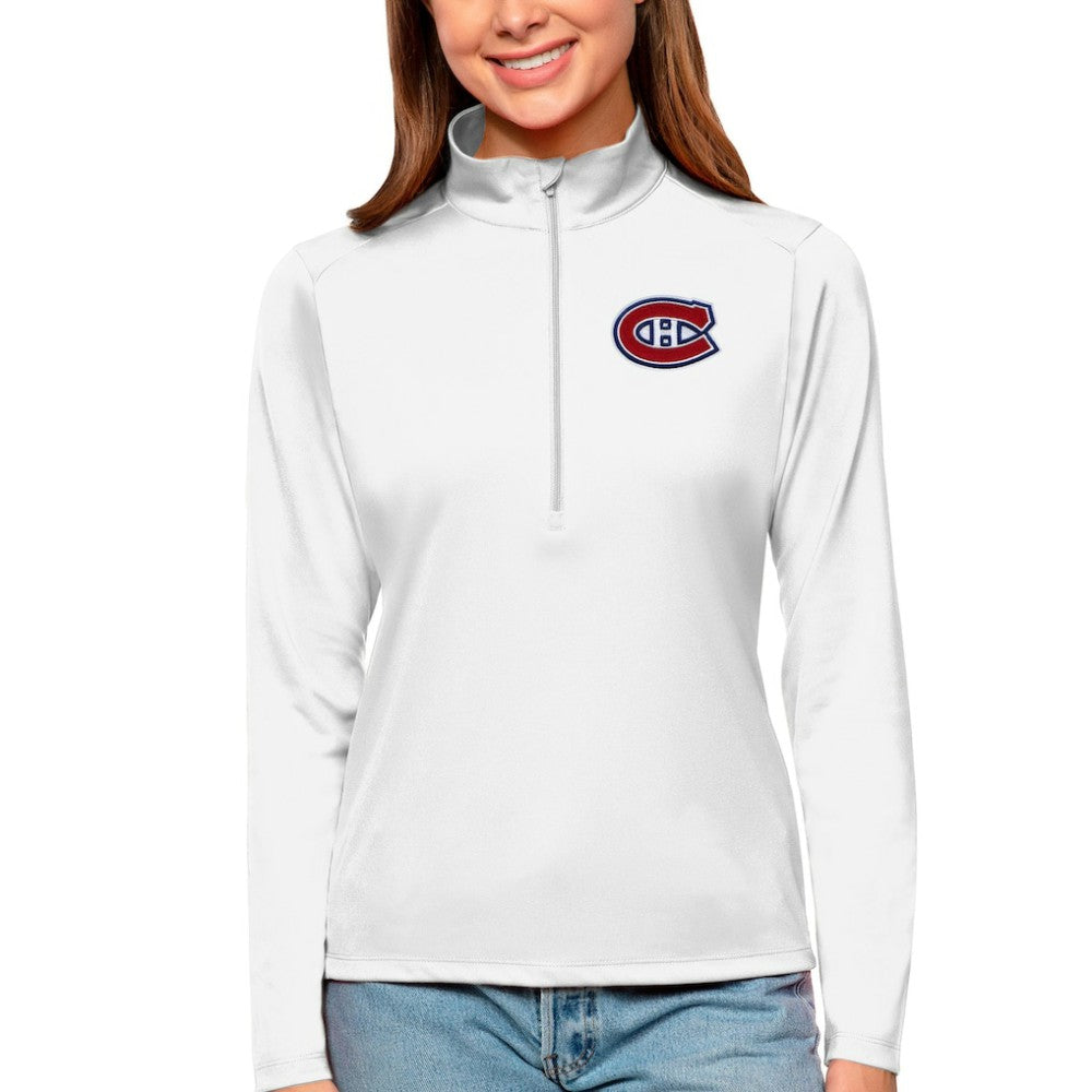 Montreal Canadiens Antigua Women's Tribute Quarter-Zip Pullover Top