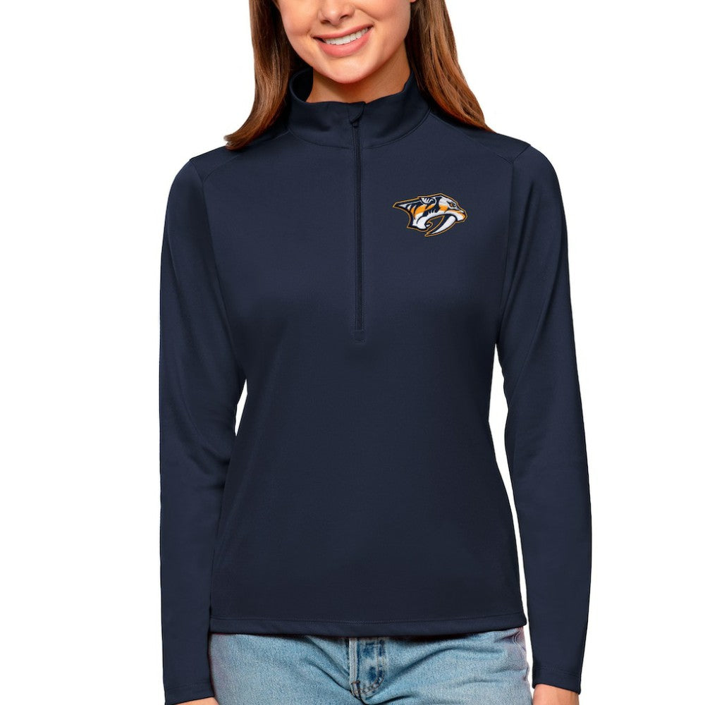 Nashville Predators Antigua Women's Tribute Quarter-Zip Pullover Top