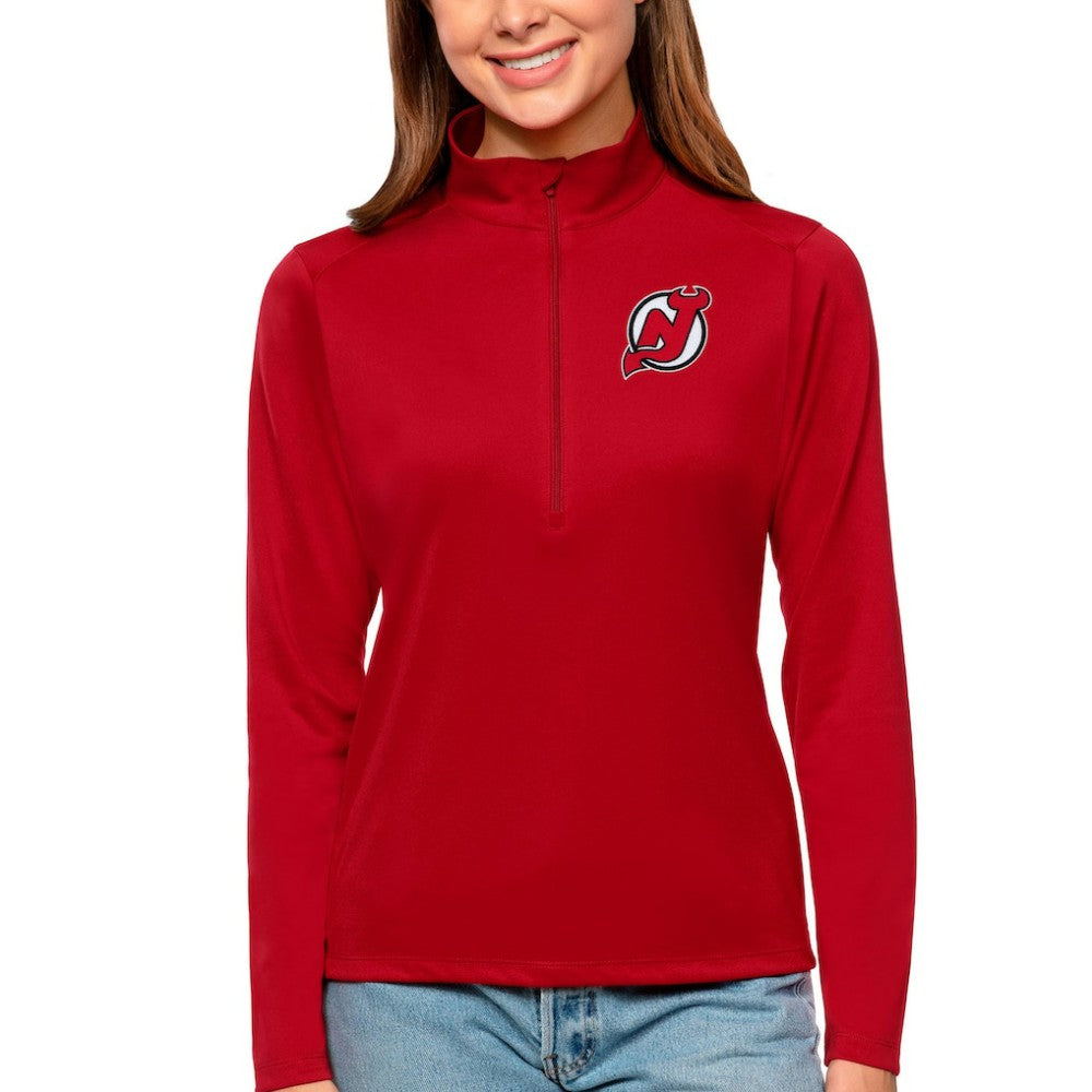 New Jersey Devils Antigua Women's Tribute Quarter-Zip Pullover Top