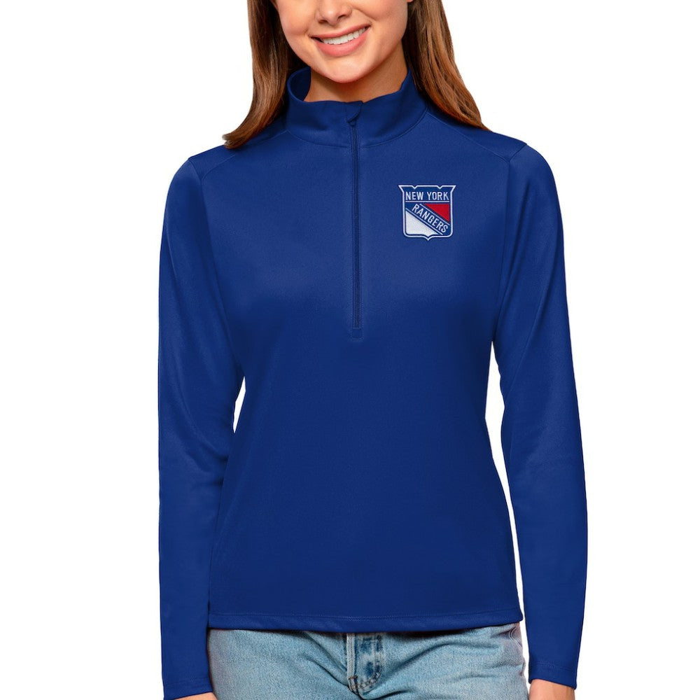 New York Rangers Antigua Women's Tribute Quarter-Zip Pullover Top