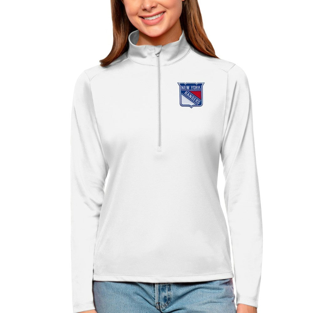 New York Rangers Antigua Women's Tribute Quarter-Zip Pullover Top