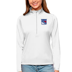 New York Rangers Antigua Women's Tribute Quarter-Zip Pullover Top