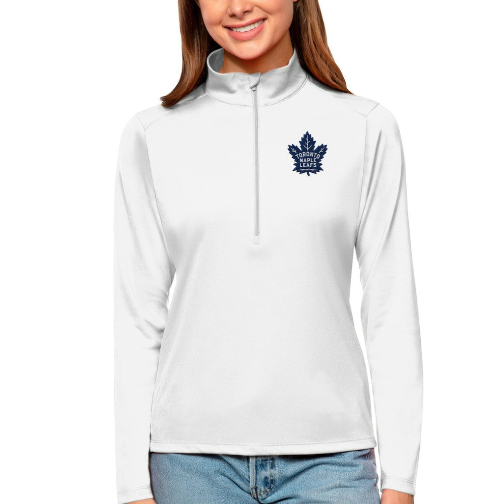Toronto Maple Leafs Antigua Women's Tribute Quarter-Zip Pullover Top