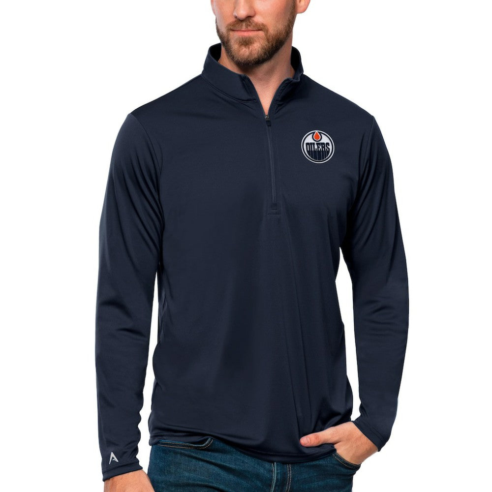 Edmonton Oilers Antigua Tribute Quarter-Zip Pullover Top