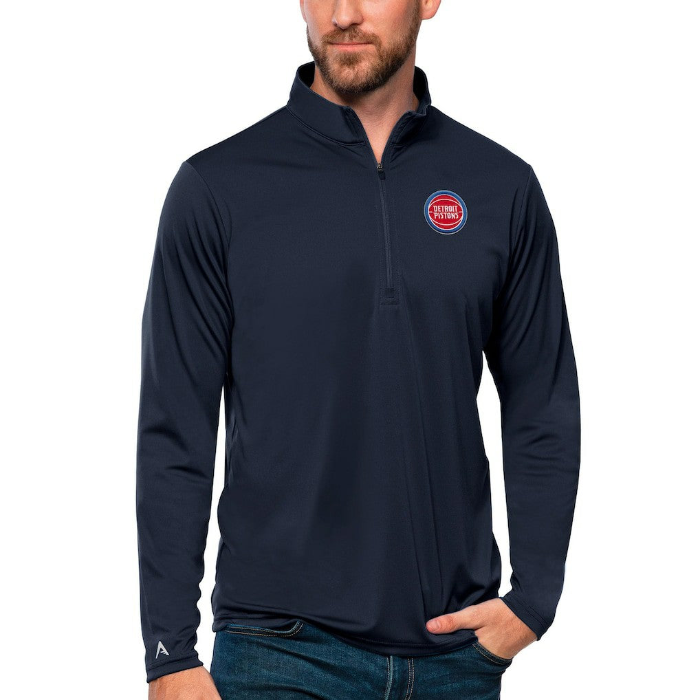 Detroit Pistons Antigua Tribute Quarter-Zip Pullover Top sale - Navy discount