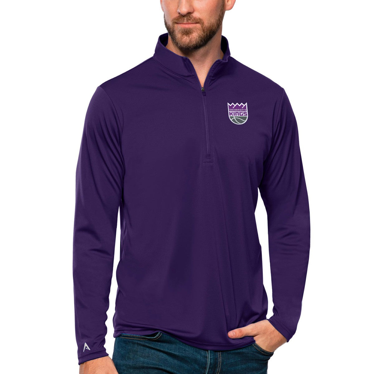 Sacramento Kings Antigua Tribute Quarter-Zip Pullover Top - Purple outlet