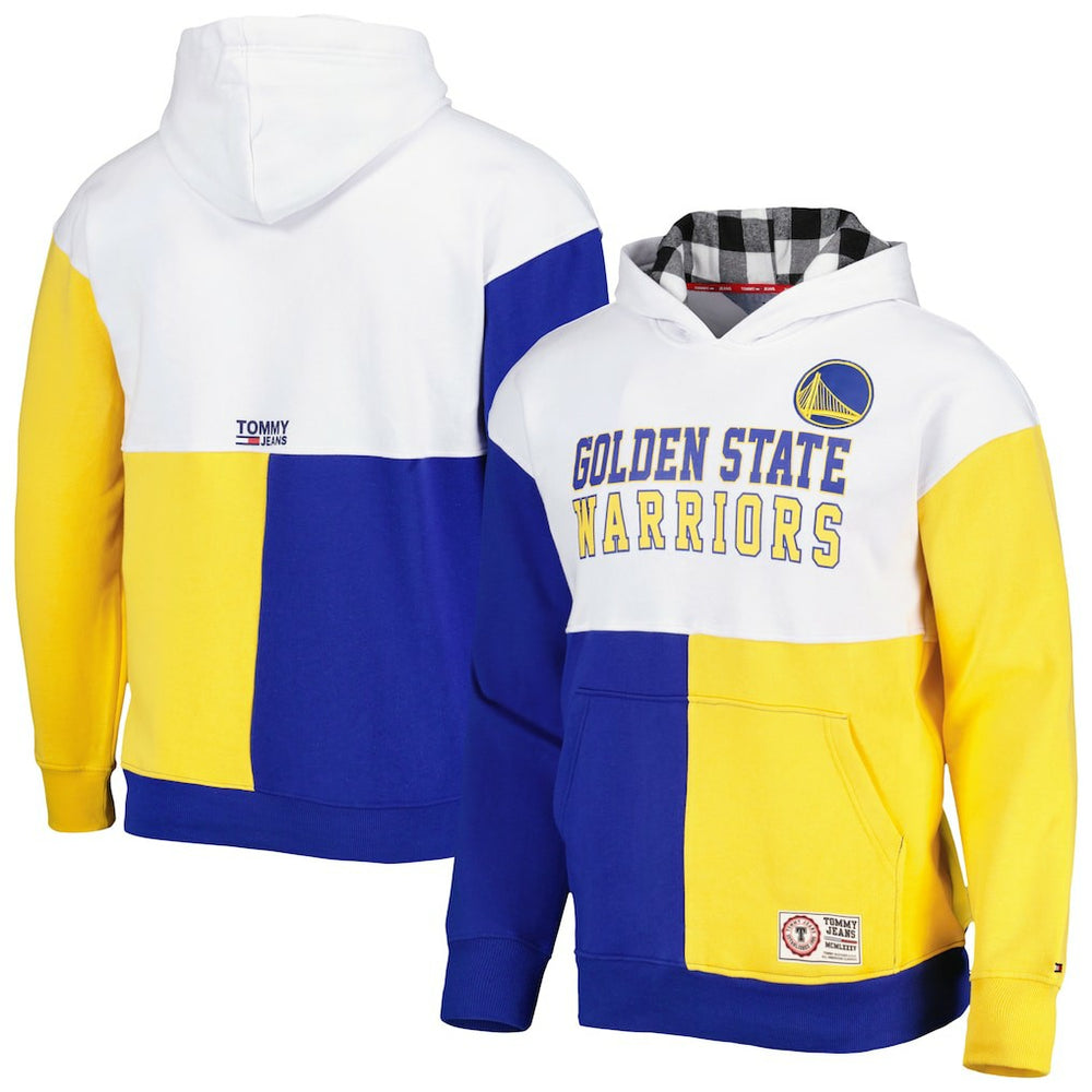 Golden State Warriors Tommy Jeans Andrew Split Pullover Hoodie sale - White/Royal for sale